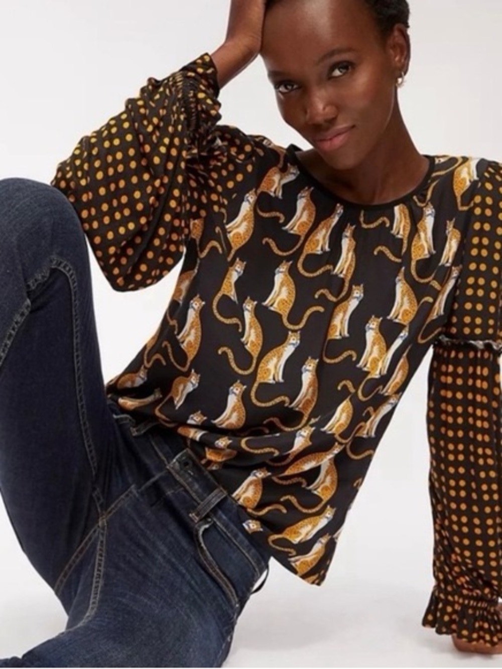 Anthropologie B1-nk London Leopard print blouse
